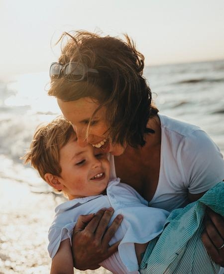 Mother and son at Wilmington beach